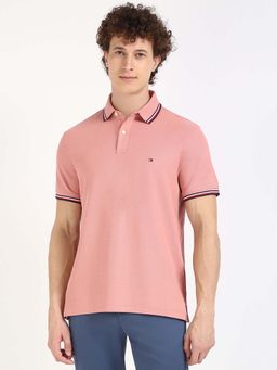 Tommy Hilfiger - Mens Pink Solid Polo T-Shirt