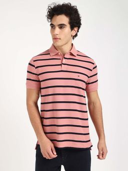 Tommy Hilfiger - Mens Pink Stripes Polo T-Shirt