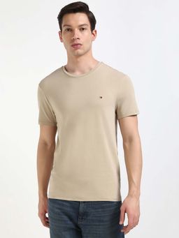 Tommy Hilfiger - Mens Beige Solid T-Shirt