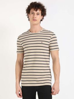 Tommy Hilfiger - Mens Beige Stripes T-Shirt