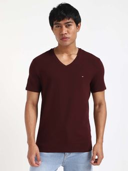 Tommy Hilfiger - Mens Maroon Solid T-Shirt