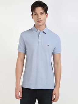Tommy Hilfiger - Mens Blue Solid Polo T-Shirt