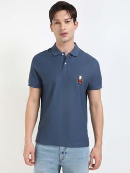 Tommy Hilfiger - Mens Blue Solid Polo T-Shirt