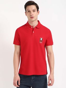 Tommy Hilfiger - Mens Red Solid Polo T-Shirt