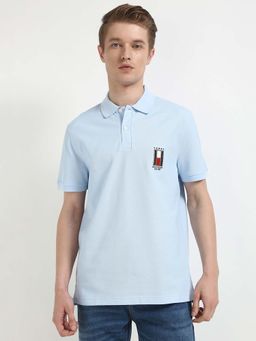 Tommy Hilfiger - Mens Blue Solid Polo T-Shirt