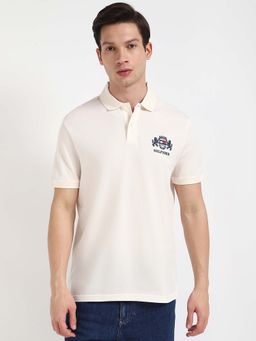 Tommy Hilfiger - Mens Off White Solid Polo T-Shirt