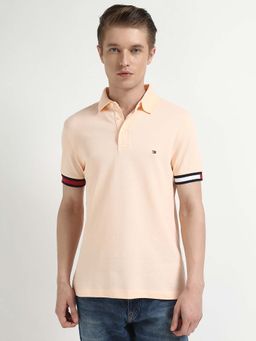 Tommy Hilfiger - Mens Peach Solid Polo T-Shirt