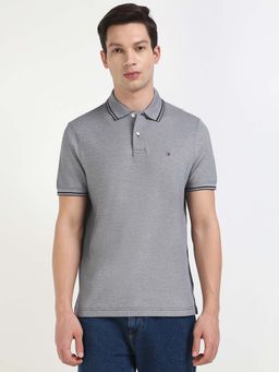 Tommy Hilfiger - Mens Grey Textured Polo T-Shirt
