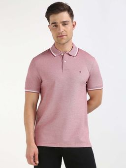 Tommy Hilfiger - Mens Pink Textured Polo T-Shirt