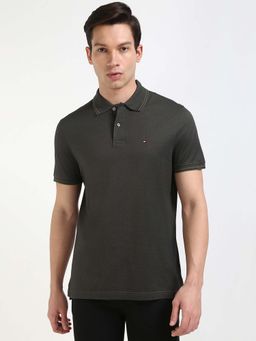 Tommy Hilfiger - Mens Green Textured Polo T-Shirt