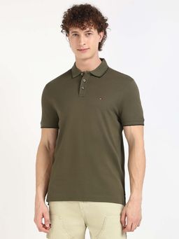 Tommy Hilfiger - Mens Green Solid Polo T-Shirt