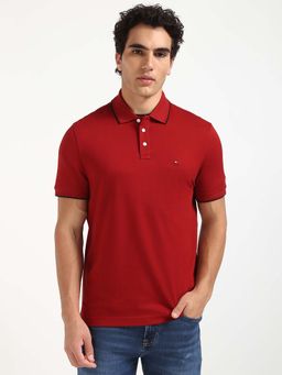 Tommy Hilfiger - Mens Red Solid Polo T-Shirt