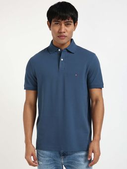 Tommy Hilfiger - Mens Blue Solid Polo T-Shirt