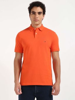 Tommy Hilfiger - Mens Orange Solid Polo T-Shirt