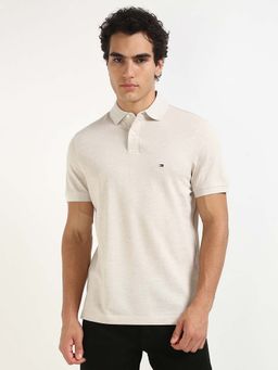 Tommy Hilfiger - Mens Off White Solid Polo T-Shirt