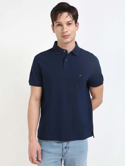 Tommy Hilfiger - Mens Navy Blue Solid Polo T-Shirt