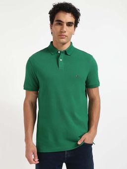 Tommy Hilfiger - Mens Green Solid Polo T-Shirt