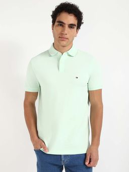 Tommy Hilfiger - Mens Light Green Solid Polo T-Shirt