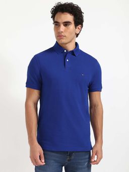 Tommy Hilfiger - Mens Blue Solid Polo T-Shirt