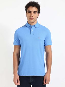 Tommy Hilfiger - Mens Light Blue Solid Polo T-Shirt