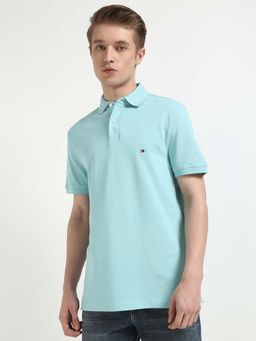 Tommy Hilfiger - Mens Turquoise Solid Polo T-Shirt