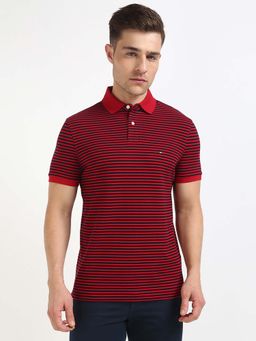 Tommy Hilfiger - Mens Red Stripes Polo T-Shirt