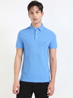 Tommy Hilfiger - Mens Blue Solid Polo T-Shirt