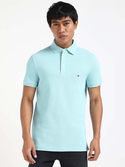 Tommy Hilfiger - Mens Turquoise Solid Polo T-Shirt