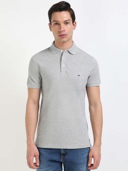 Tommy Hilfiger - Mens Light Grey Solid Polo T-Shirt
