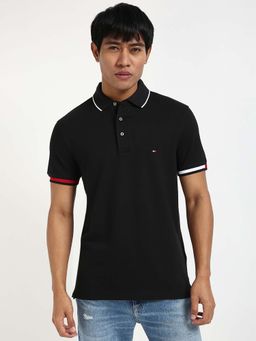 Tommy Hilfiger - Mens Black Solid Polo T-Shirt
