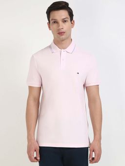 Tommy Hilfiger - Mens Pink Solid Polo T-Shirt