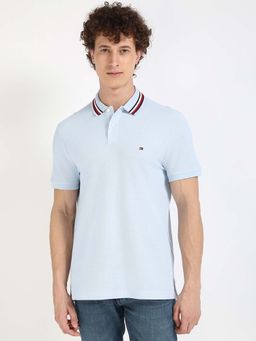 Tommy Hilfiger - Mens Blue Solid Polo T-Shirt