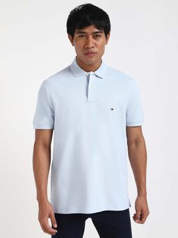 Tommy Hilfiger - Mens Light Blue Solid Polo T-Shirt