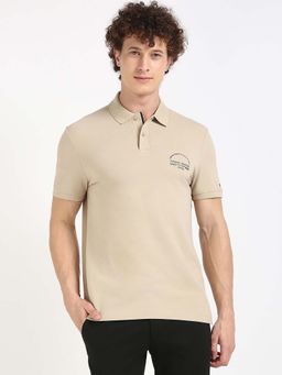 Tommy Hilfiger - Mens Beige Solid Polo T-Shirt