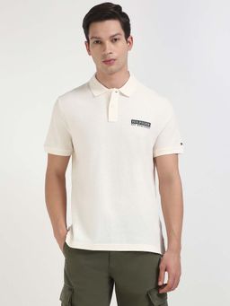 Tommy Hilfiger - Mens Off White Solid Polo T-Shirt
