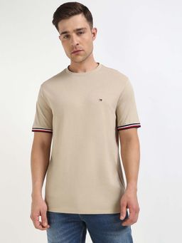 Tommy Hilfiger - Mens Beige Solid T-Shirt