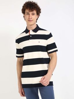 Tommy Hilfiger - Mens Navy Blue Stripes Polo T-Shirt