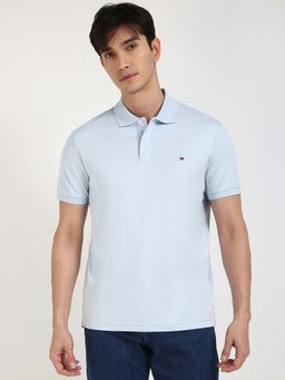 Tommy Hilfiger - Mens Light Blue Solid Polo T-Shirt