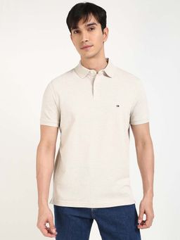 Tommy Hilfiger - Mens Off White Solid Polo T-Shirt