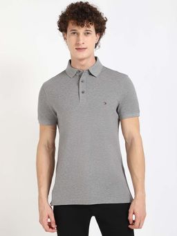 Tommy Hilfiger - Mens Grey Solid Polo T-Shirt