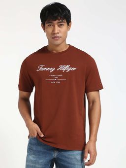 Tommy Hilfiger - Mens Brown Typography T-Shirt