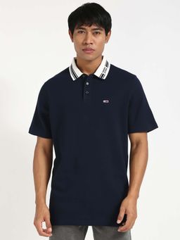 Tommy Hilfiger - Mens Navy Blue Solid Polo T-Shirt