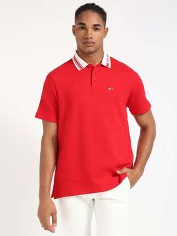 Tommy Hilfiger - Mens Red Solid Polo T-Shirt