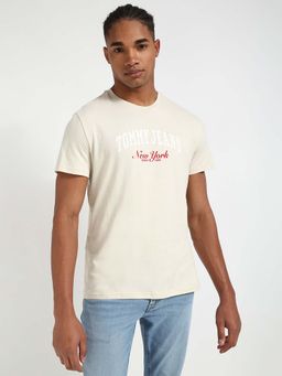 Tommy Hilfiger - Mens Beige Typography T-Shirt