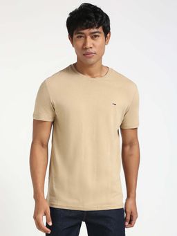 Tommy Hilfiger - Mens Beige Solid T-Shirt