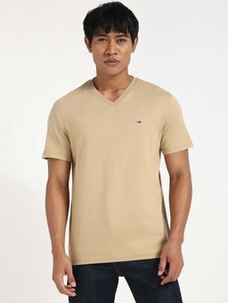 Tommy Hilfiger - Mens Beige Solid T-Shirt