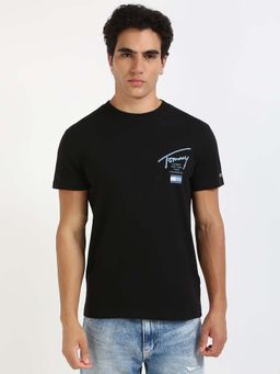 Tommy Hilfiger - Mens Black Typography T-Shirt