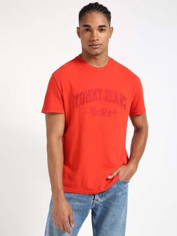 Tommy Hilfiger - Mens Orange Embroidered T-Shirt