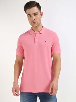 Tommy Hilfiger - Mens Pink Solid Polo T-Shirt