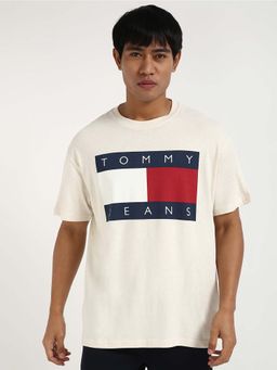 Tommy Hilfiger - Mens Beige Printed T-Shirt